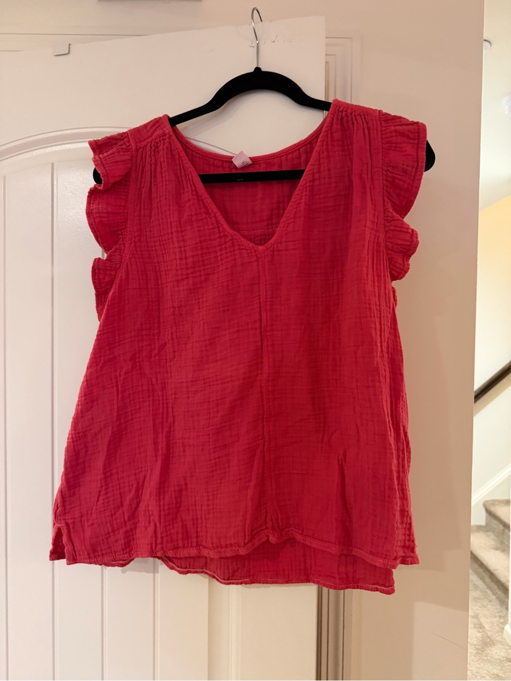 Old Navy Raspberry Pink V-Neck Ruffle Sleeve Blouse